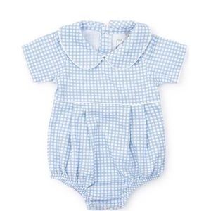 Lila + Hayes Palmer Boys’ Bubble, Light Blue Box Plaid NWT 3T
